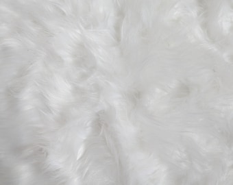 White Shag Faux Animal Fur by the Yard | 58" Roll Long Pile Soft Fake Fur for DIY crafts, costumes, Fur Coats, Clothing, and Blankets