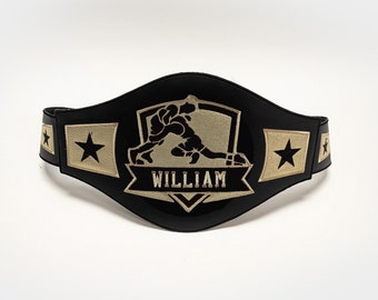Wrestling Champion Belt |  Personalized Grappling Fighter Trophy Custom Belt
