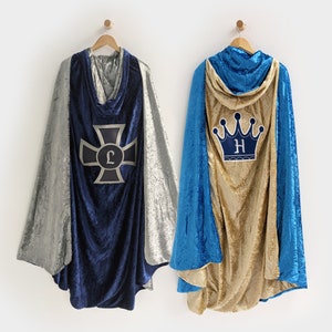 Adult Personalized Hooded Cloak | Double-Sided Medieval Hooded Cape - Princess, Knight, Viking, GOT, LARP, Cosplay Cloak