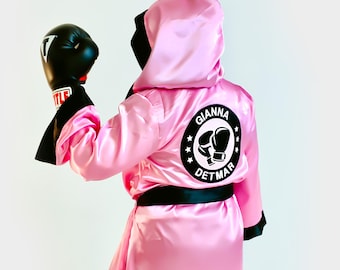 Personalized Satin Boxing Robe | Embroidered Fighter Cape
