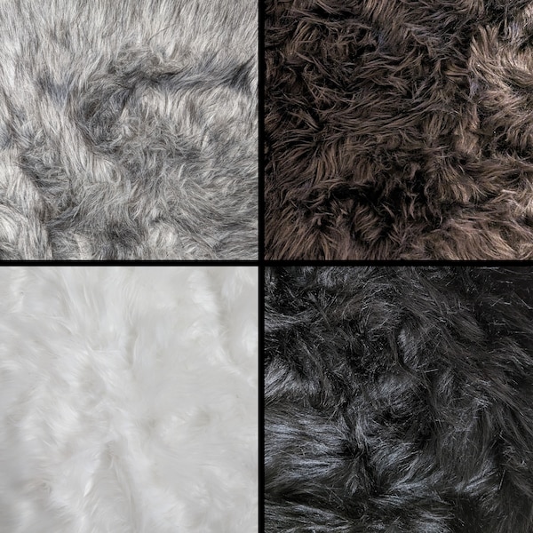 Shaggy Faux Animal Fur by the Yard | 58" Roll Long Pile Soft Fake Fur for DIY crafts, costumes, Fur Coats, Clothing, and Blankets