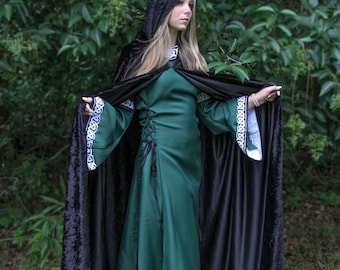 Adult Velour Hooded Cloak | Medieval Renaissance Costume Cape, Wizard Robe, Viking Cosplay, Fantasy Cloak