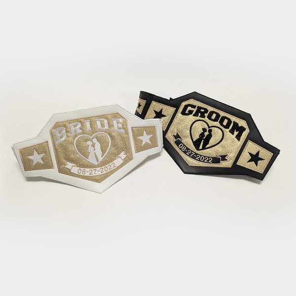 Bride & Groom Wrestling Belt | Personalized Custom Wedding Championship Trophy Costume Belt