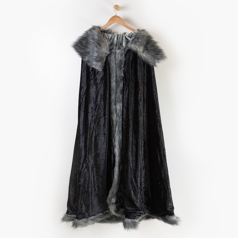 Game of Thrones Cloak with Faux Fur Mantle and Metal Clasp Viking Cape with Shag Fur Trim Medieval Barbarian Cloak image 2