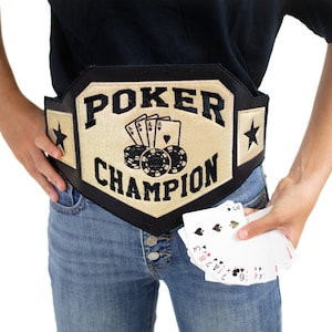 Poker Champion Wrestling Belt | Texas Holdem Cards Trophy Custom Belt