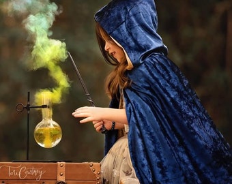 Hooded Cloak - 30&quot; long | Reversible Velour Hooded Cloak, Magic in Every Flip! Medieval Cape with Hood, Princess, Dress Up Costume