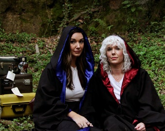 Adult Wizard Robe | Satin Lined Medieval Cloak, Hooded Cape