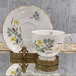 Vintage Royal Vale Floral Teacup, Yellow flowers Bone China, gift for Her, Collectible
