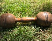 Vintage dumbbell, Wooden Hand Weight, collectible exercise equipment, Old turned wood dumbbell, weight lifting collectible, exercise