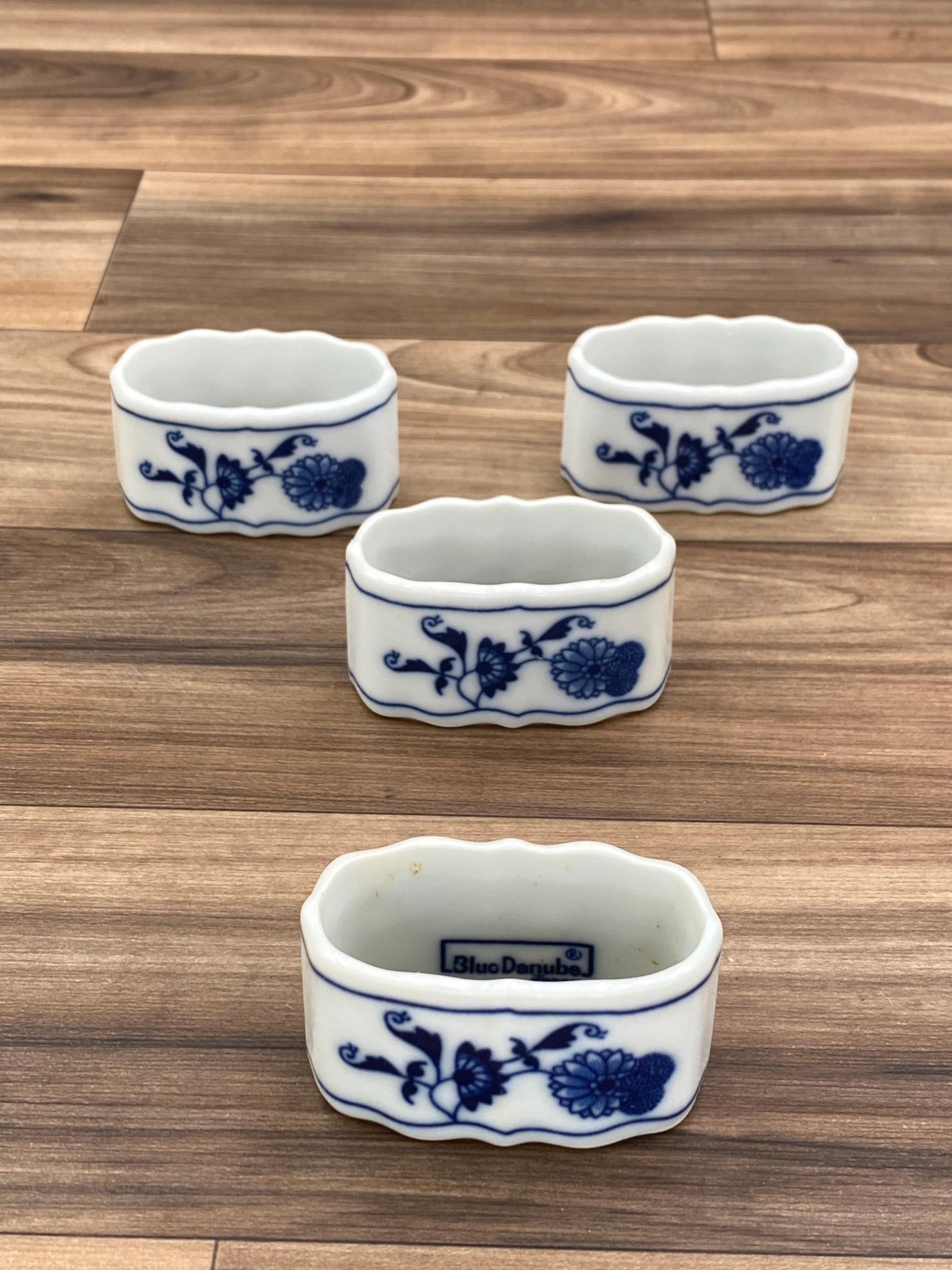 Blue Danube Porcelain Napkin Rings, Set of 4, Vintage Tableware