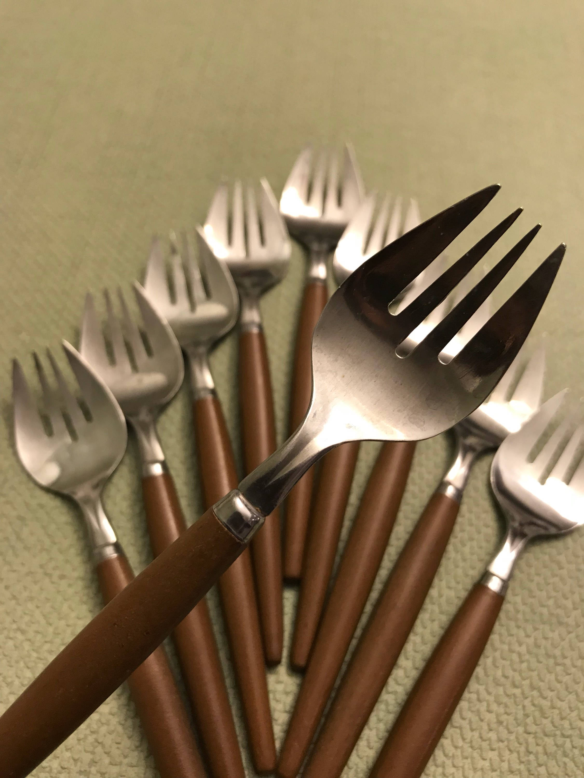 Danish Modern Dessert Forks, Stainless Steel Dessert Forks, Mid Century