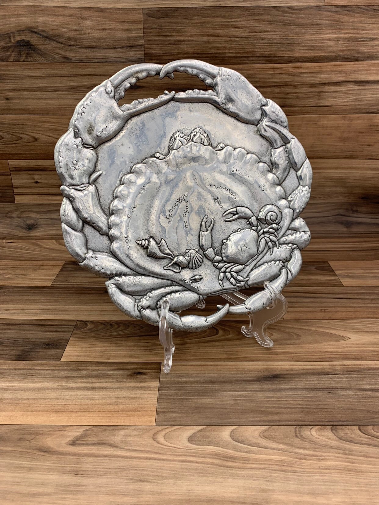 Arthur Court Crab Serving Platter Polished Aluminum, signed Arthurs