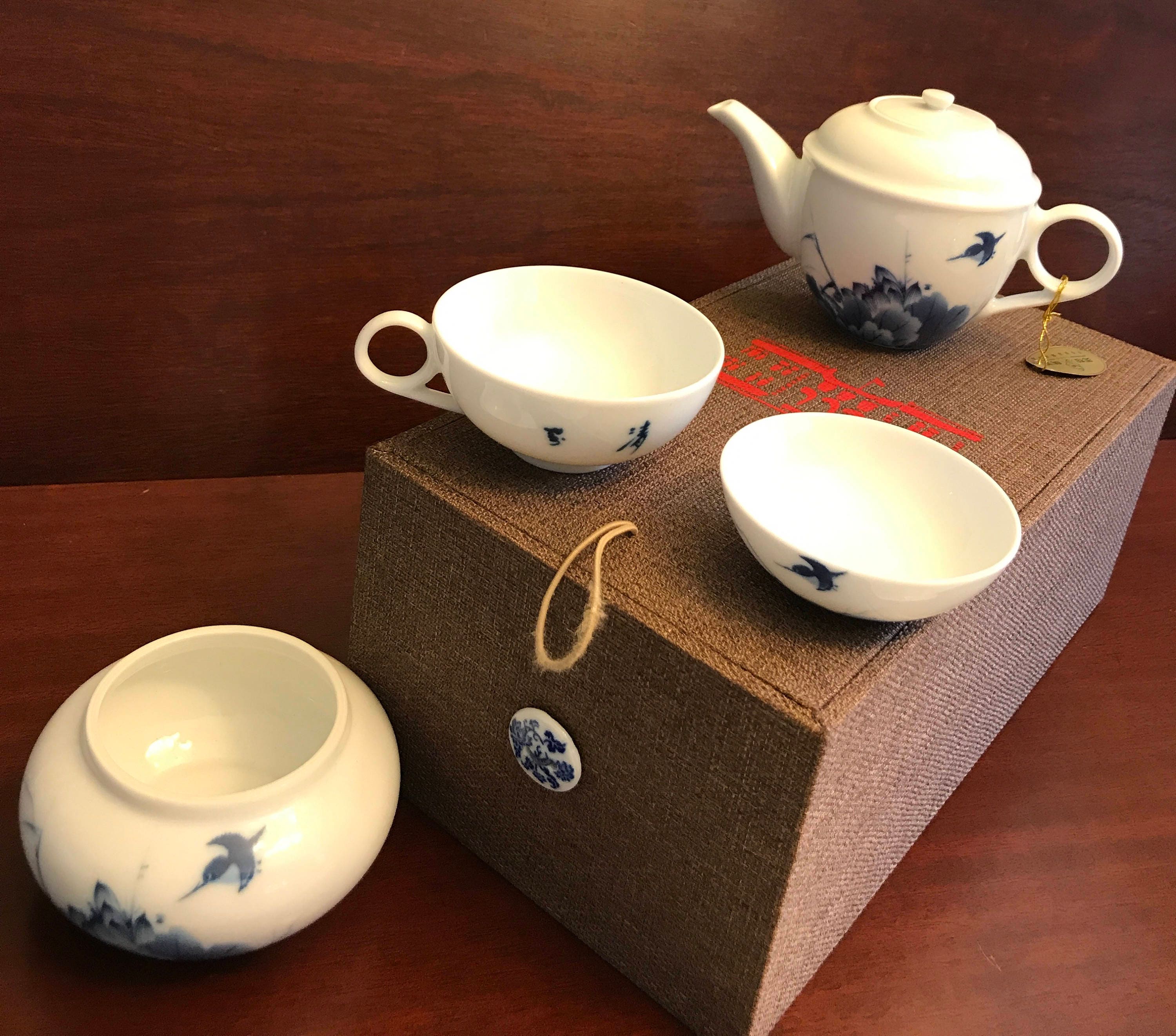 Asian Tea Set Tea service Birds and Flowers Fine China Etsy