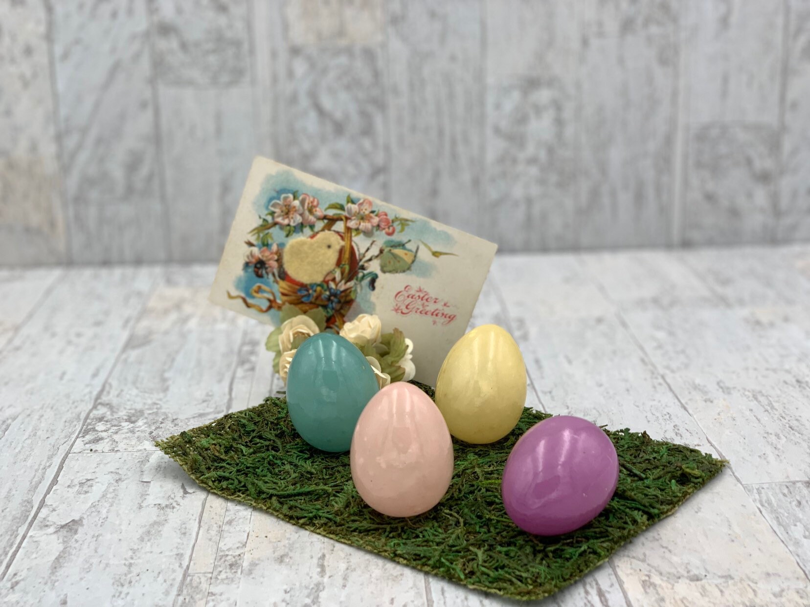 Vintage Easter Eggs, Polished Alabaster Decorative Egg Ornaments