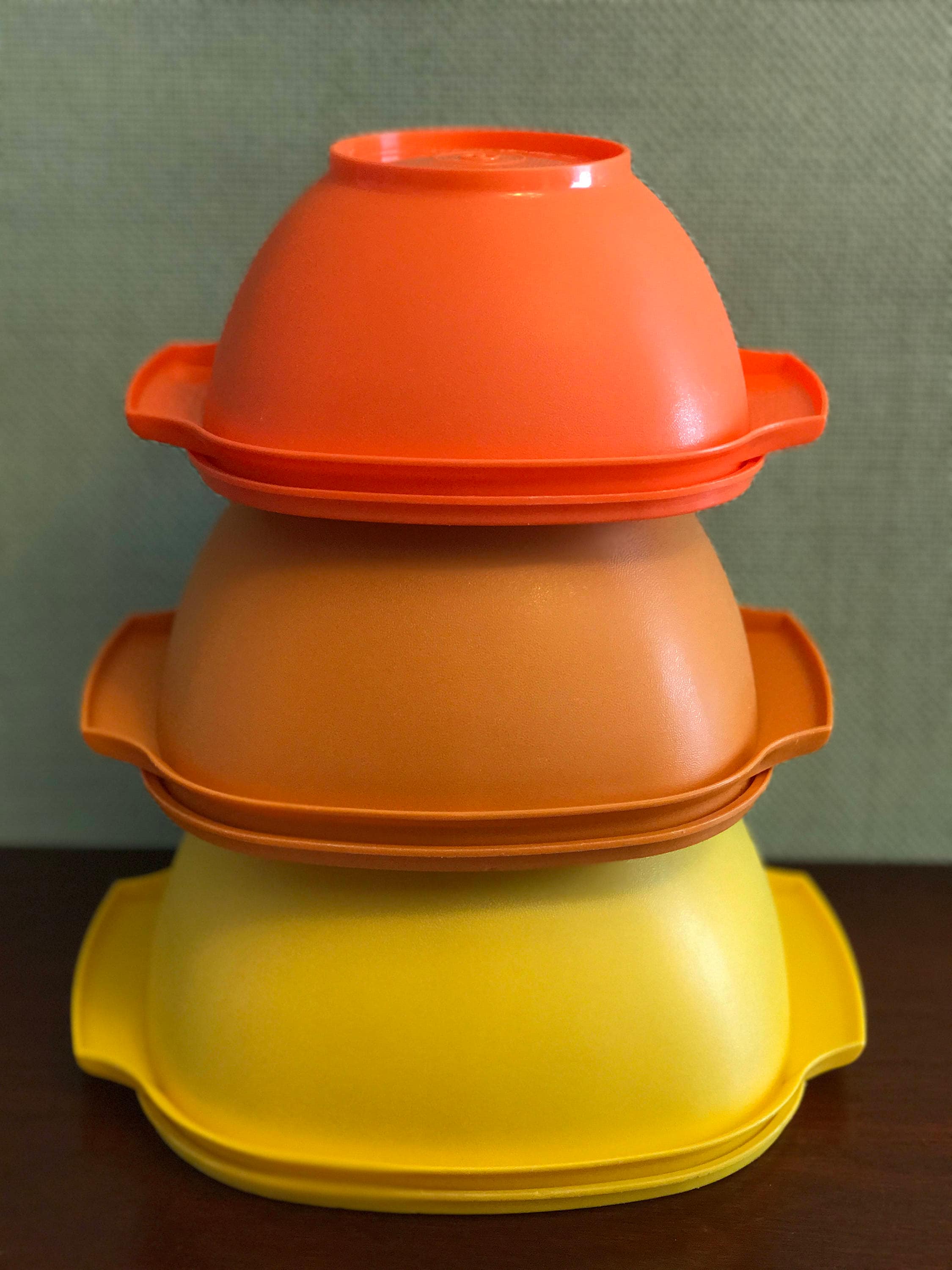 NEW Pair of Vintage Tupperware Seal 'N Save Orange Bowl Set