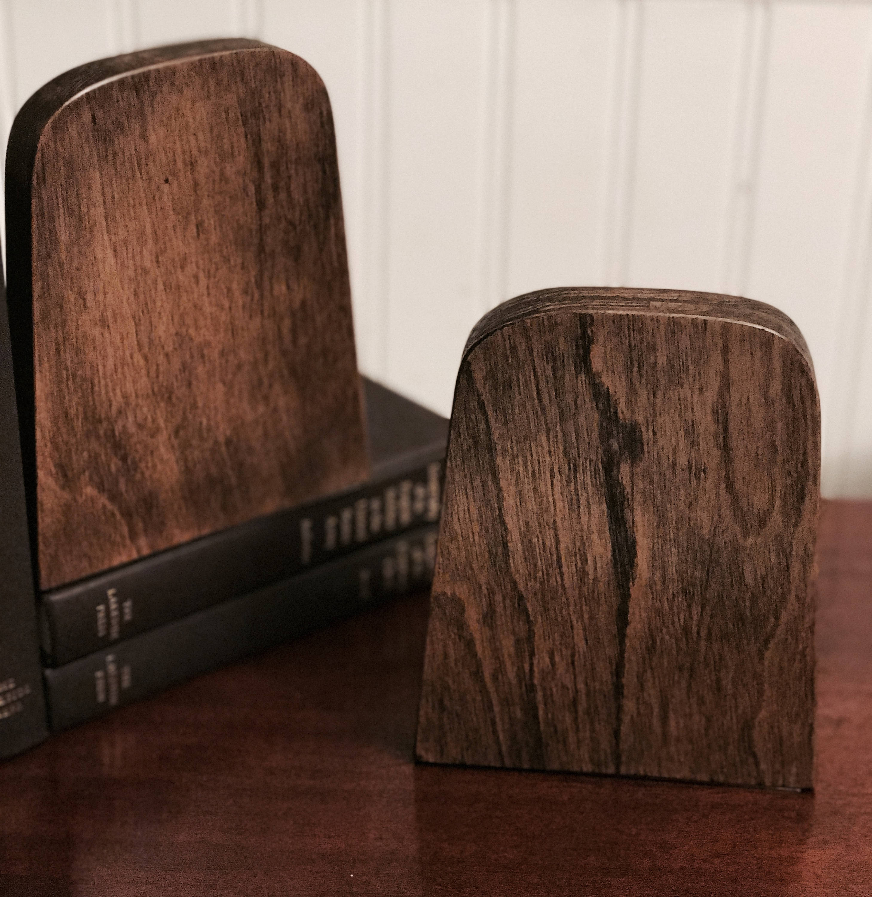 Danish Modern Wooden Bookends, Hand crafted Bookends, Wood and Steel