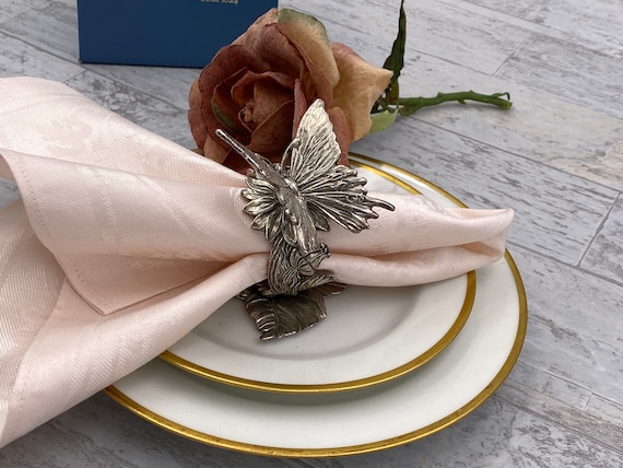 Figural Napkin Ring, Reed and Barton collection Designer Butterfly Silver Plated Napkin holder, Victorian style, Gift