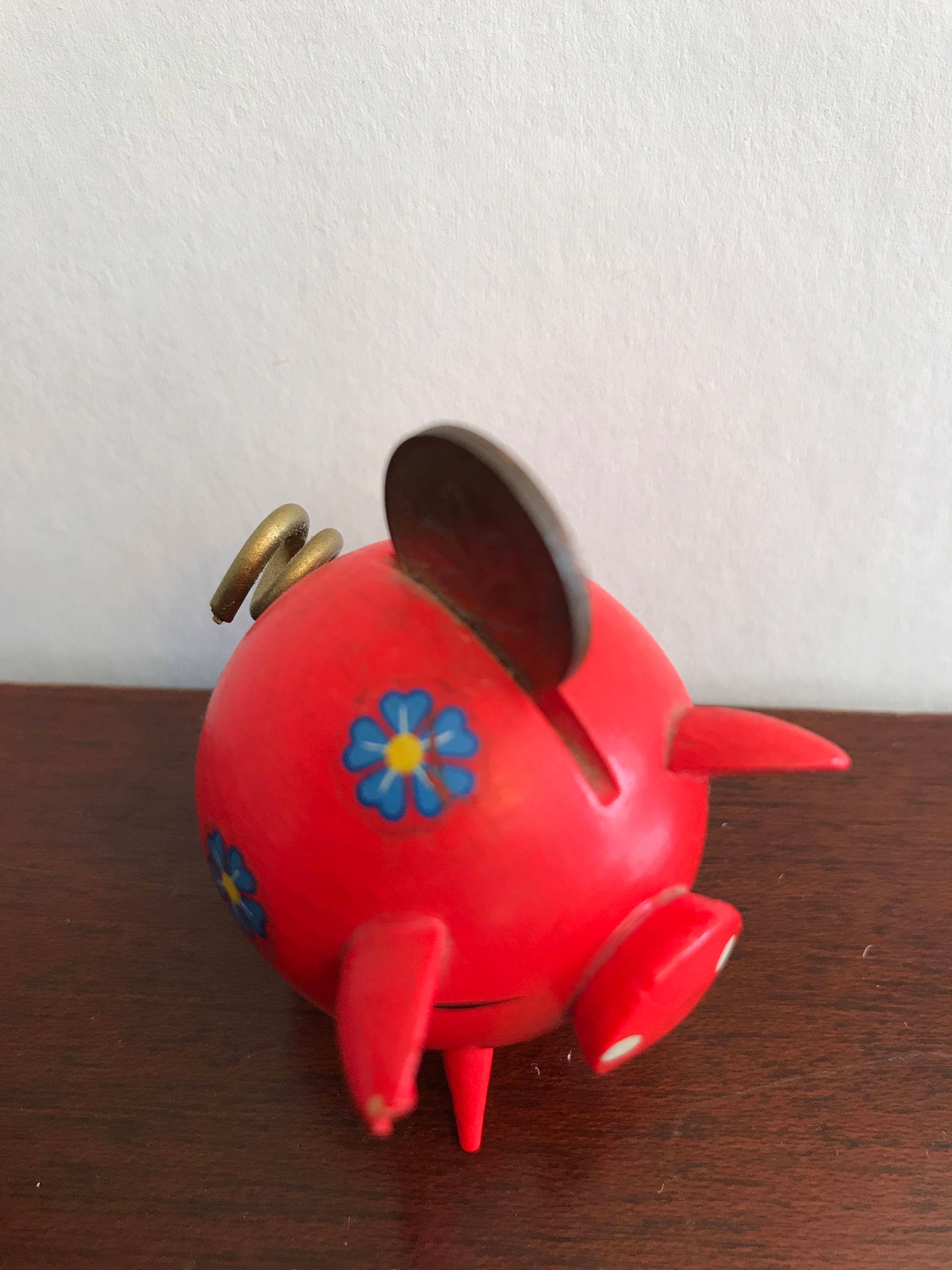 Vintage Pink Piggy Bank, German Piggy Bank miniature, Kitschy Pink pig