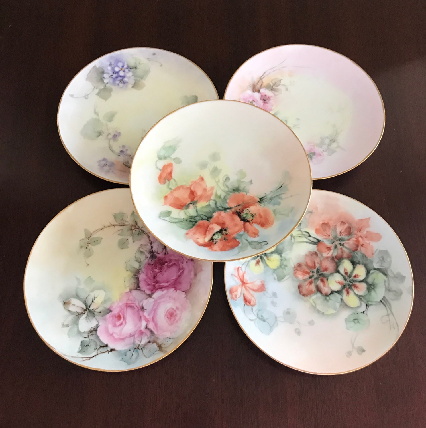 dessert stands with vintage plates