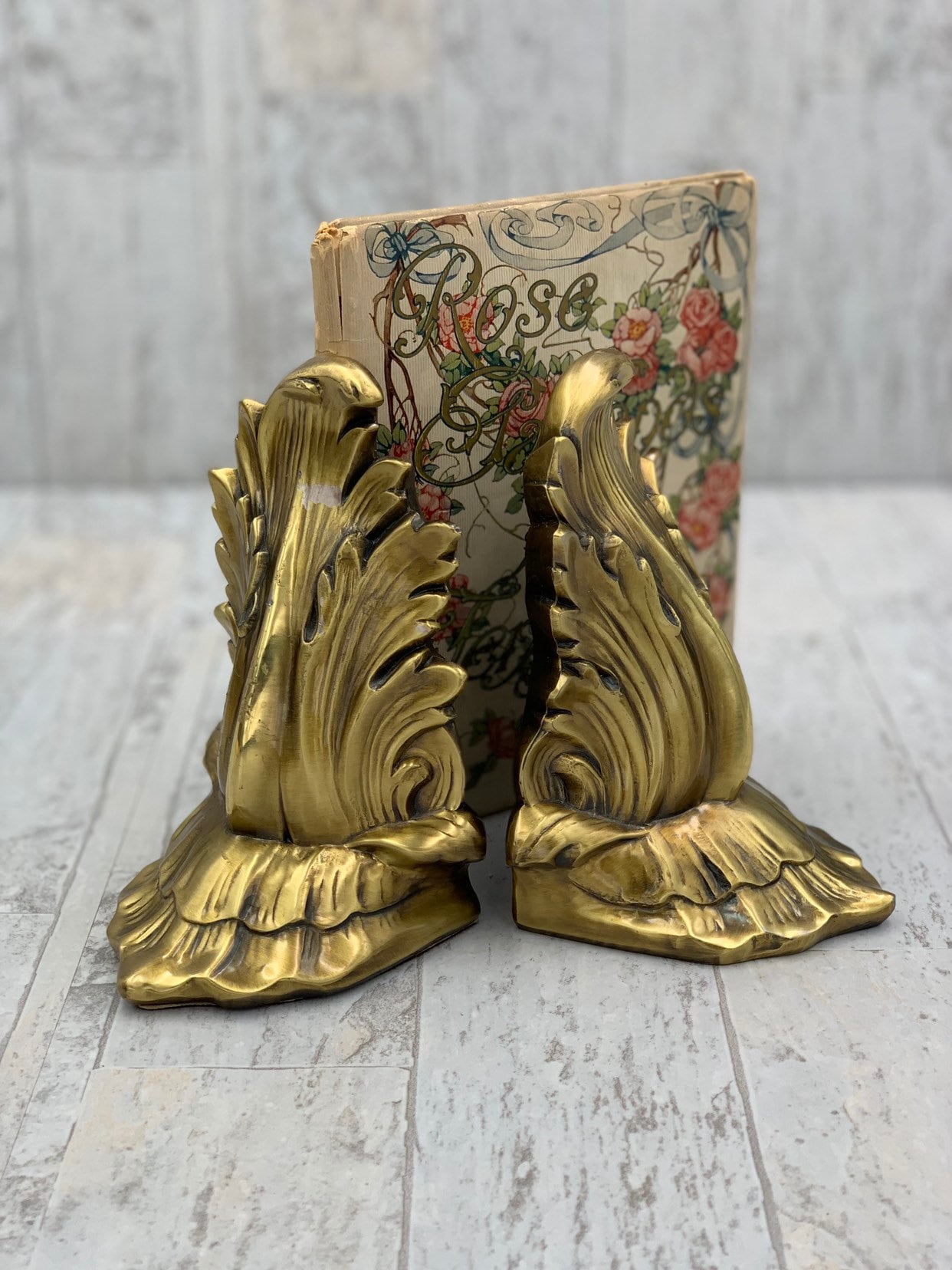 Vintage Gold Bookends, PM craftsman Hollywood Regency Gold Gilt Bookends Library Gift for her
