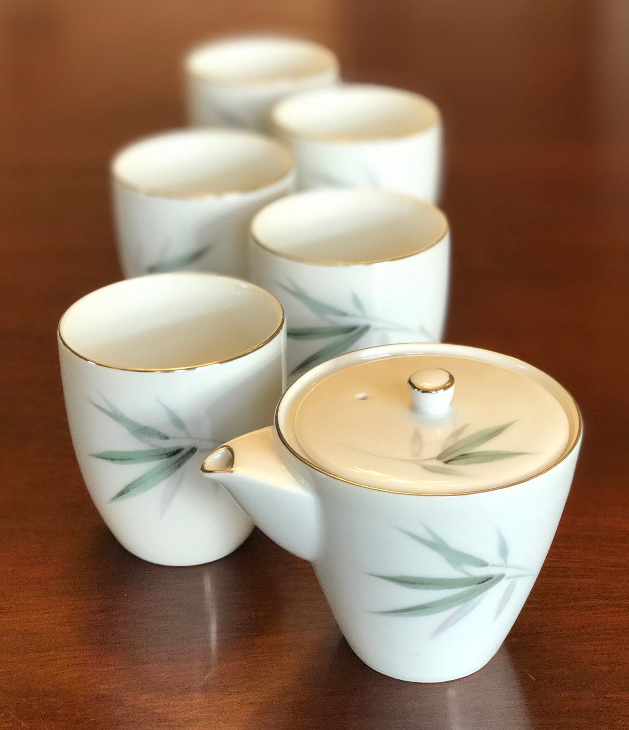 Vintage Tea Set Sango Bamboo Fine China, MidCentury Japan Fine China