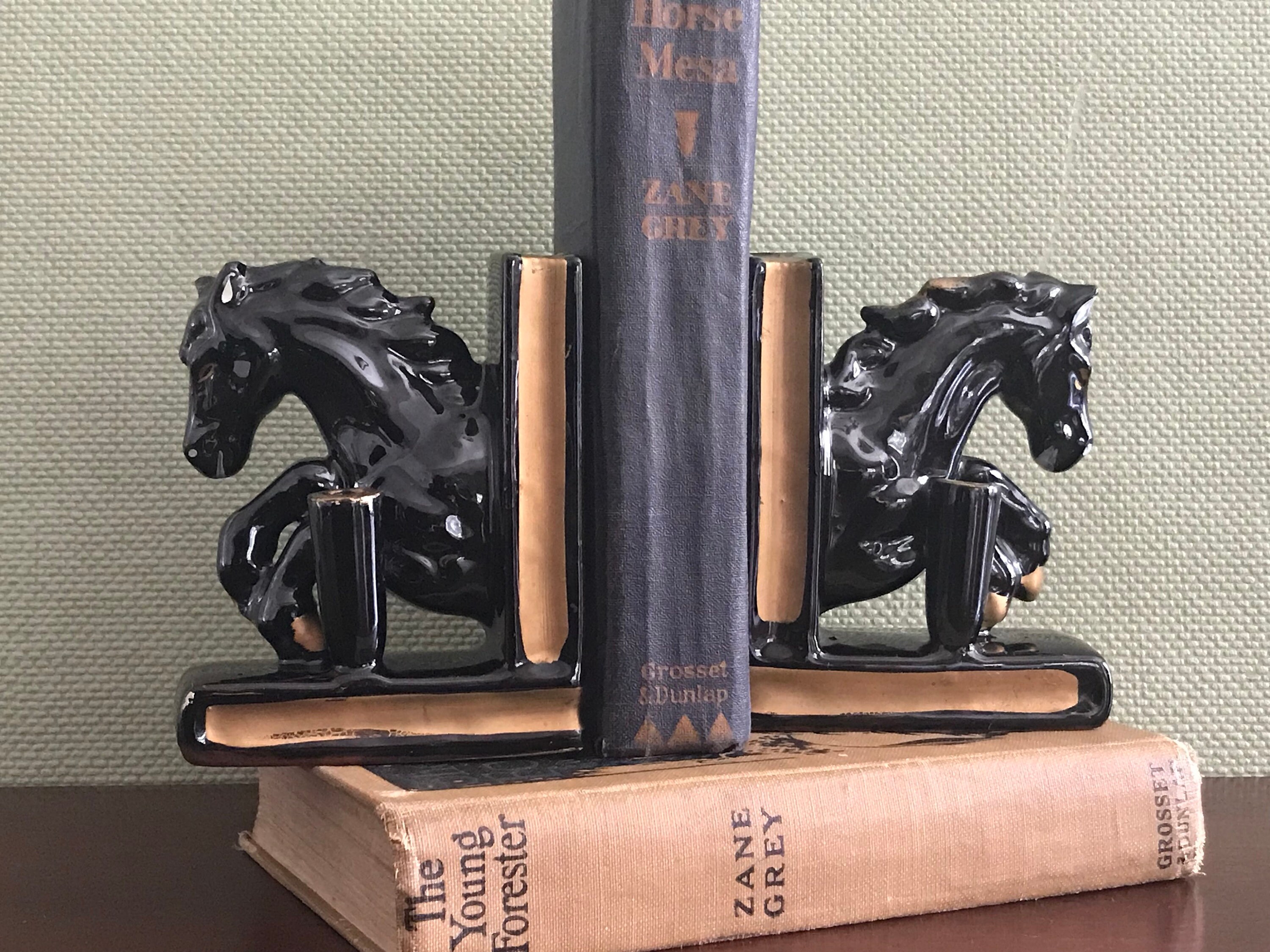 blenko horse bookends
