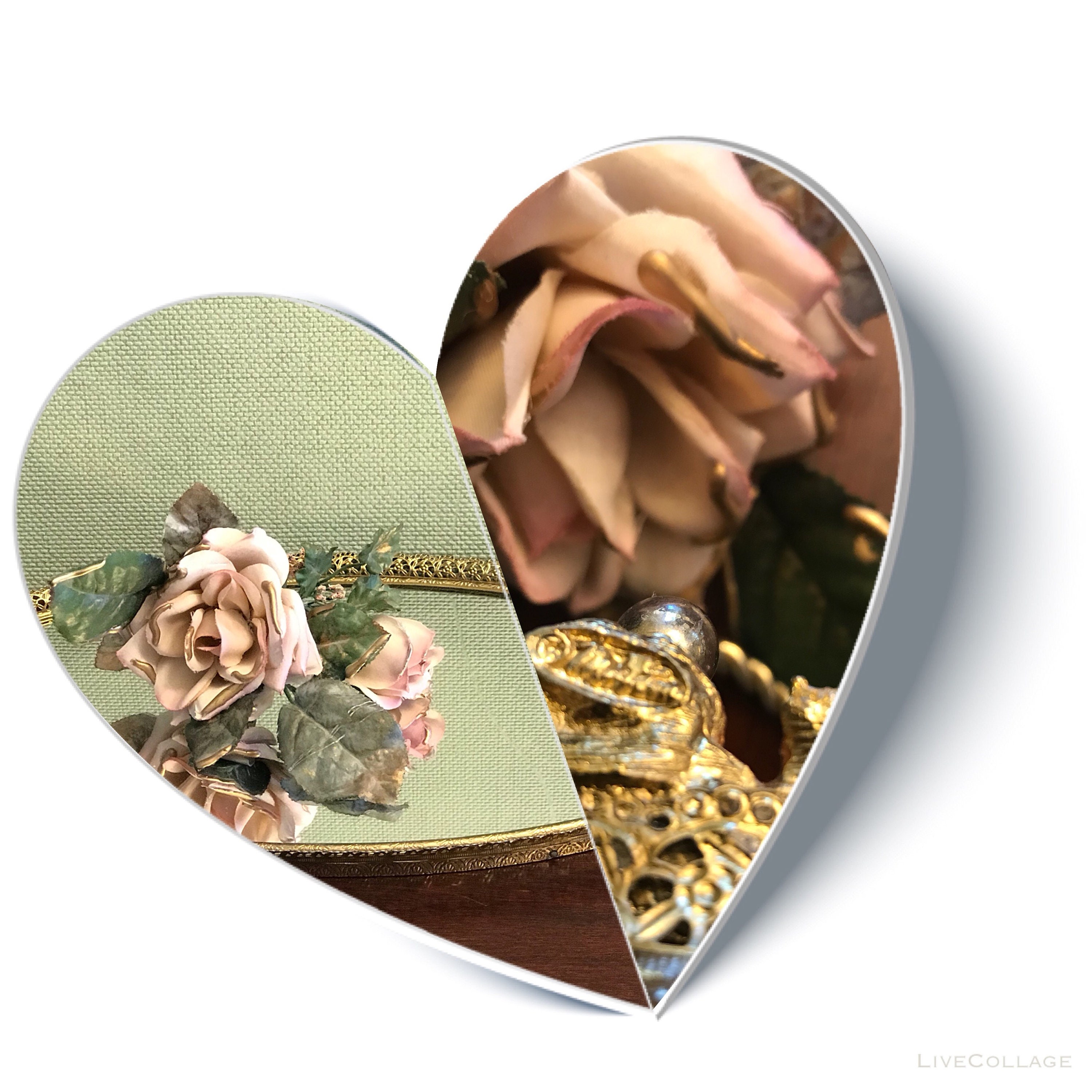 Vintage Matson Vantity Set, Matson Roses mirror, Gold