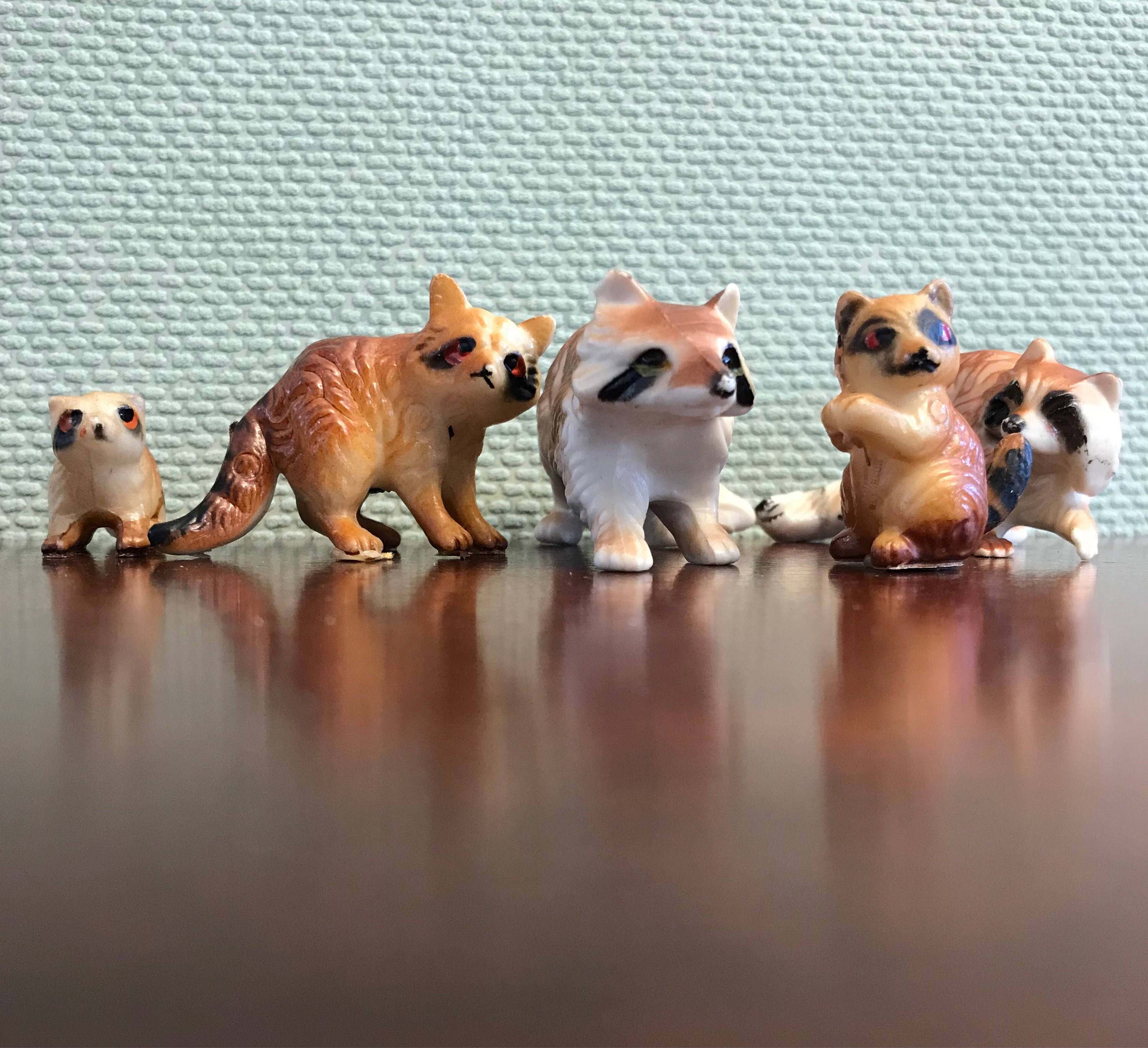 Mini Racoon Figures Vintage Racoon figurines, Celluloid Racoon Figurines, Woodland ...