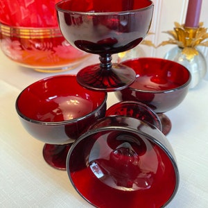 Sherbet cups Monarch Royal Ruby Glass Parfait, Anchor Hocking Dishes, 4 Piece set image 9