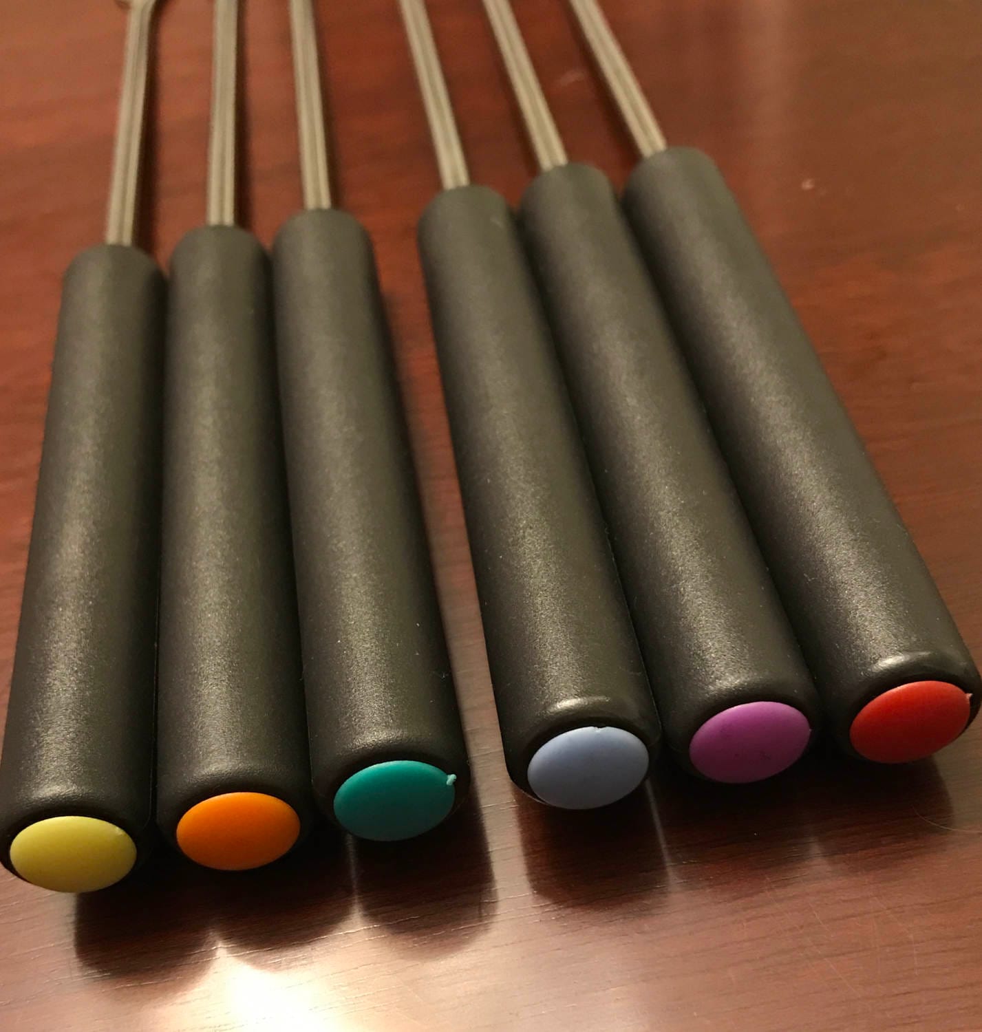 Fondue Forks stainless steel with Color Dots, Cheese Fondue Forks