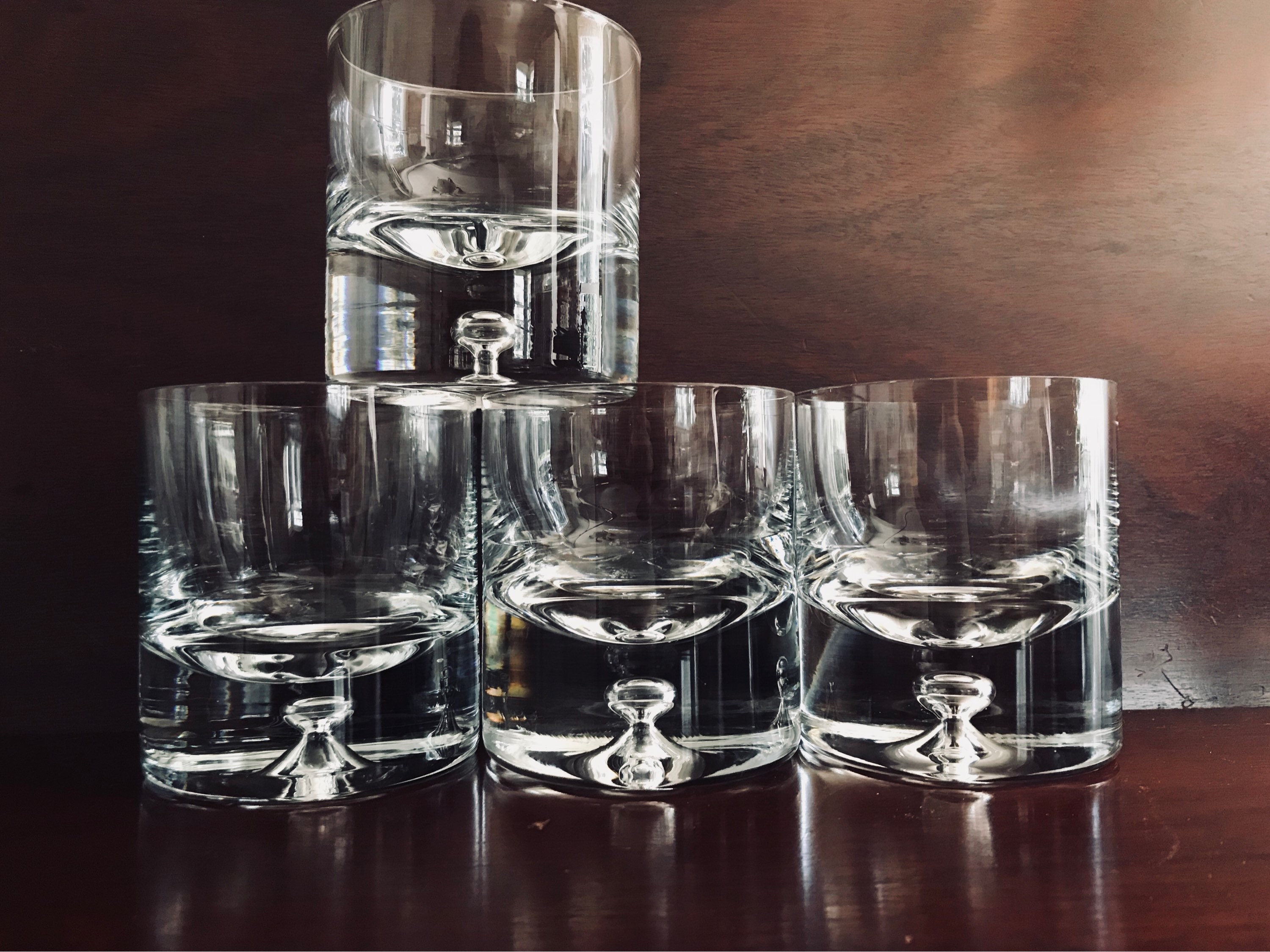 Suspended Bubble Art Glasses, Bubble Glass, Mod Krosno Glass set, Made