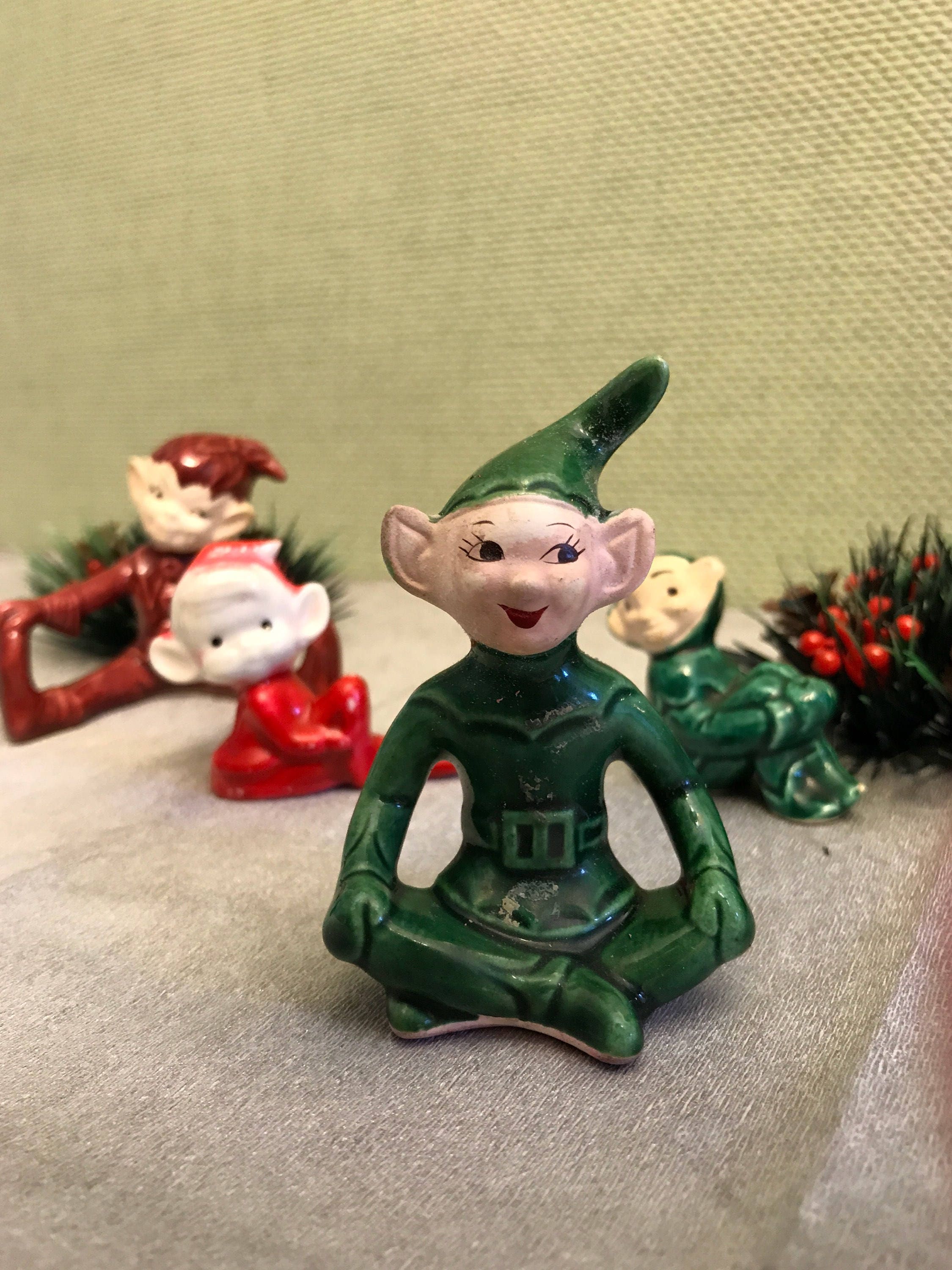 Vintage Pixie Elves, Christmas Elves, set of 5 Pixie Elves, Shelf Elf ...