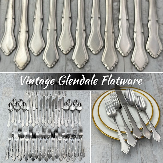 Vintage Stainless Flatware set, Rogers Stanley Roberts Glendale, Service for 12, Vintage silverware set Excellent Condition