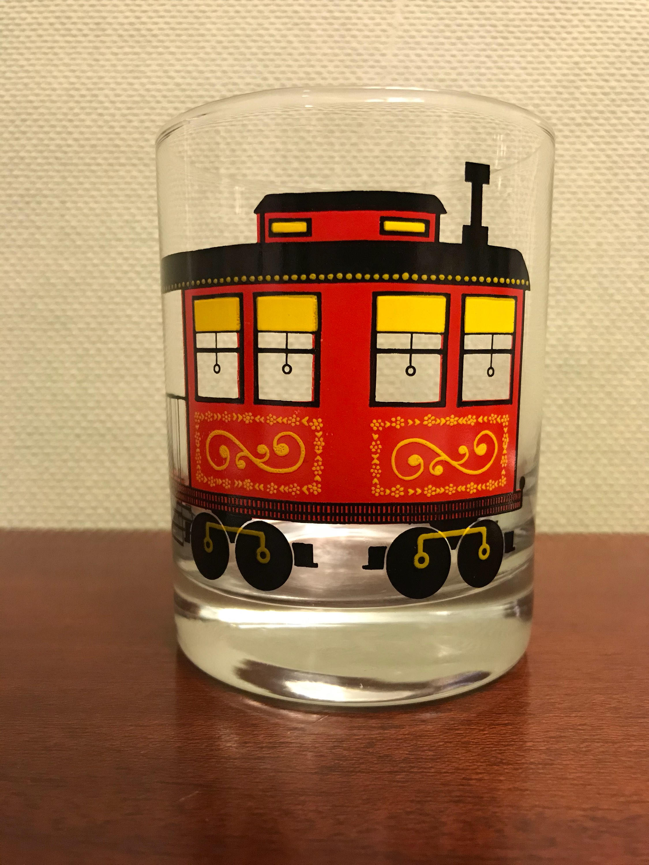 Rare Cera Train Glasses, Mid Century Cera Glasses, Cera Get On Board