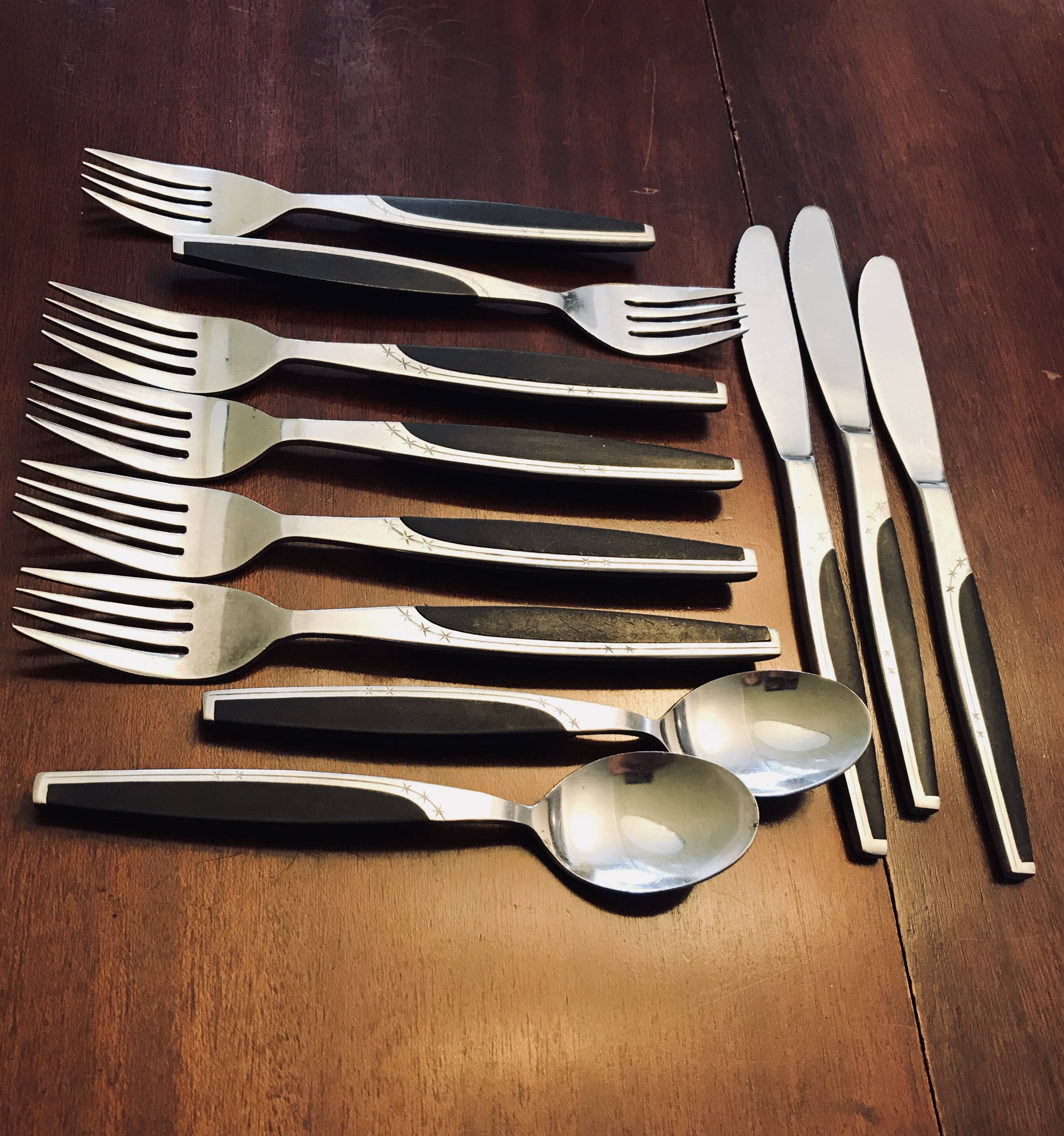 Atomic Flatware, MarCrest 5 Star Ebony Elegance flatware, Stainless