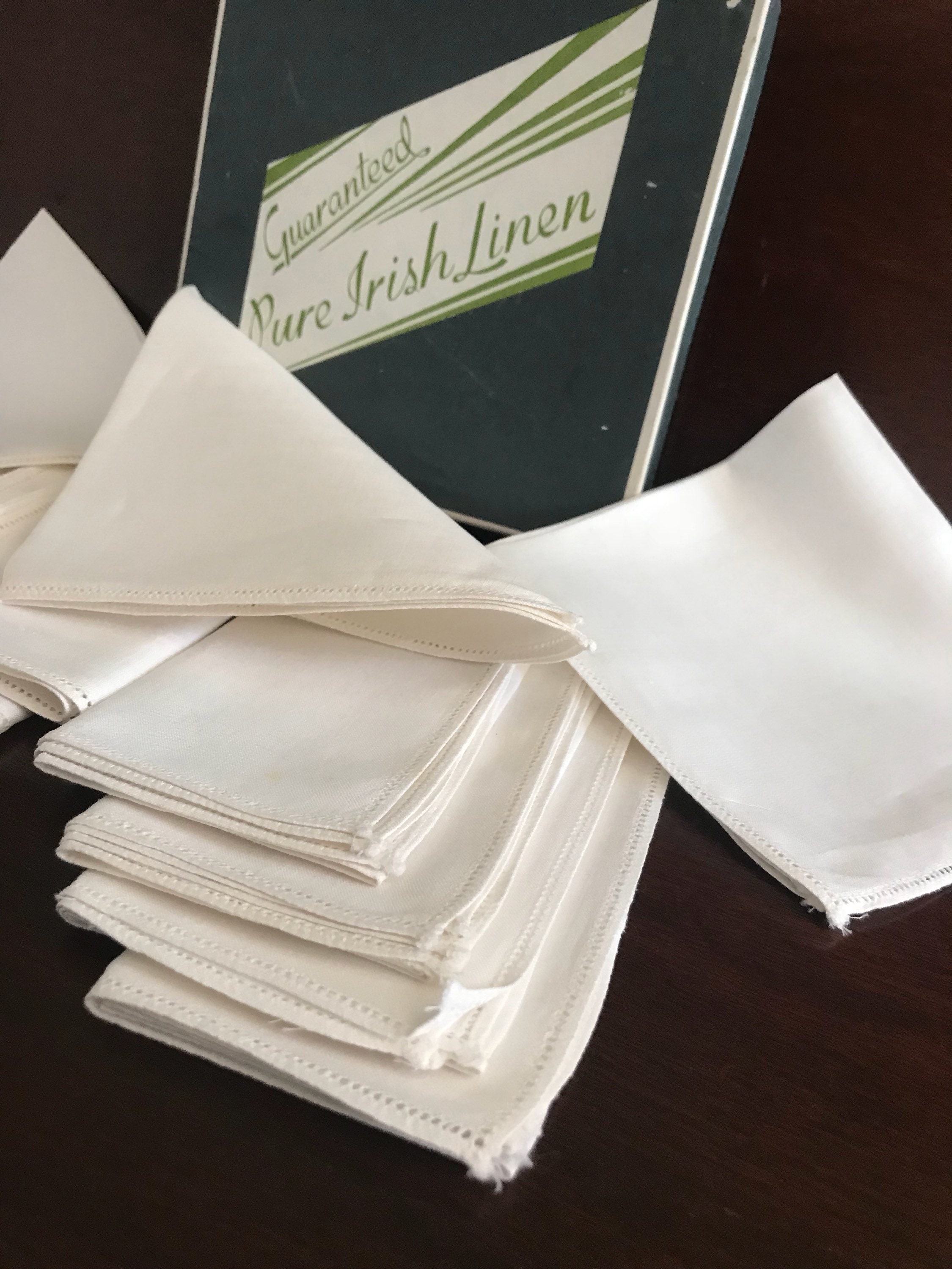 Irish Linen Cloth Napkins, Vintage cloth napkin set, 12 cloth napkins