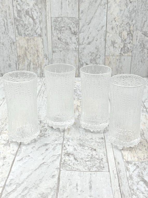Vintage Drink glasses, Designer iittala Ultima Thule Champagne Glass Footed Tumbler, Set of 4