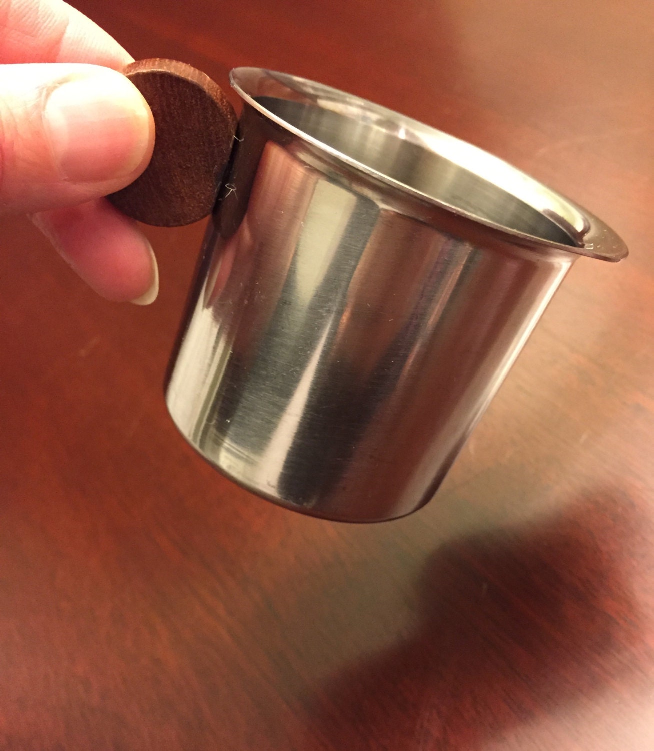 Pitcher Danish Modern, Small stainless steel pitcher with wooden handle