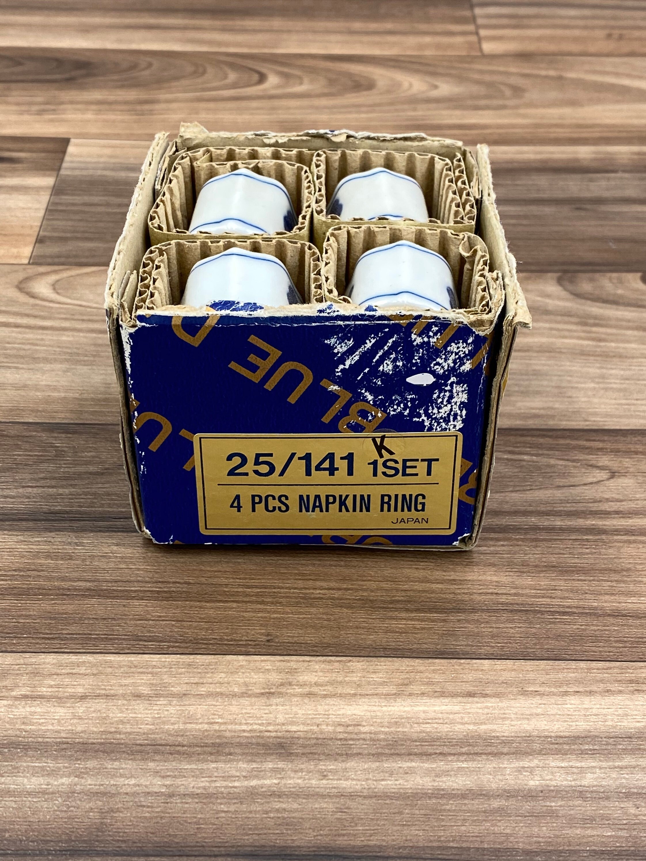 Blue Danube Porcelain Napkin Rings, Set of 4, Vintage Tableware