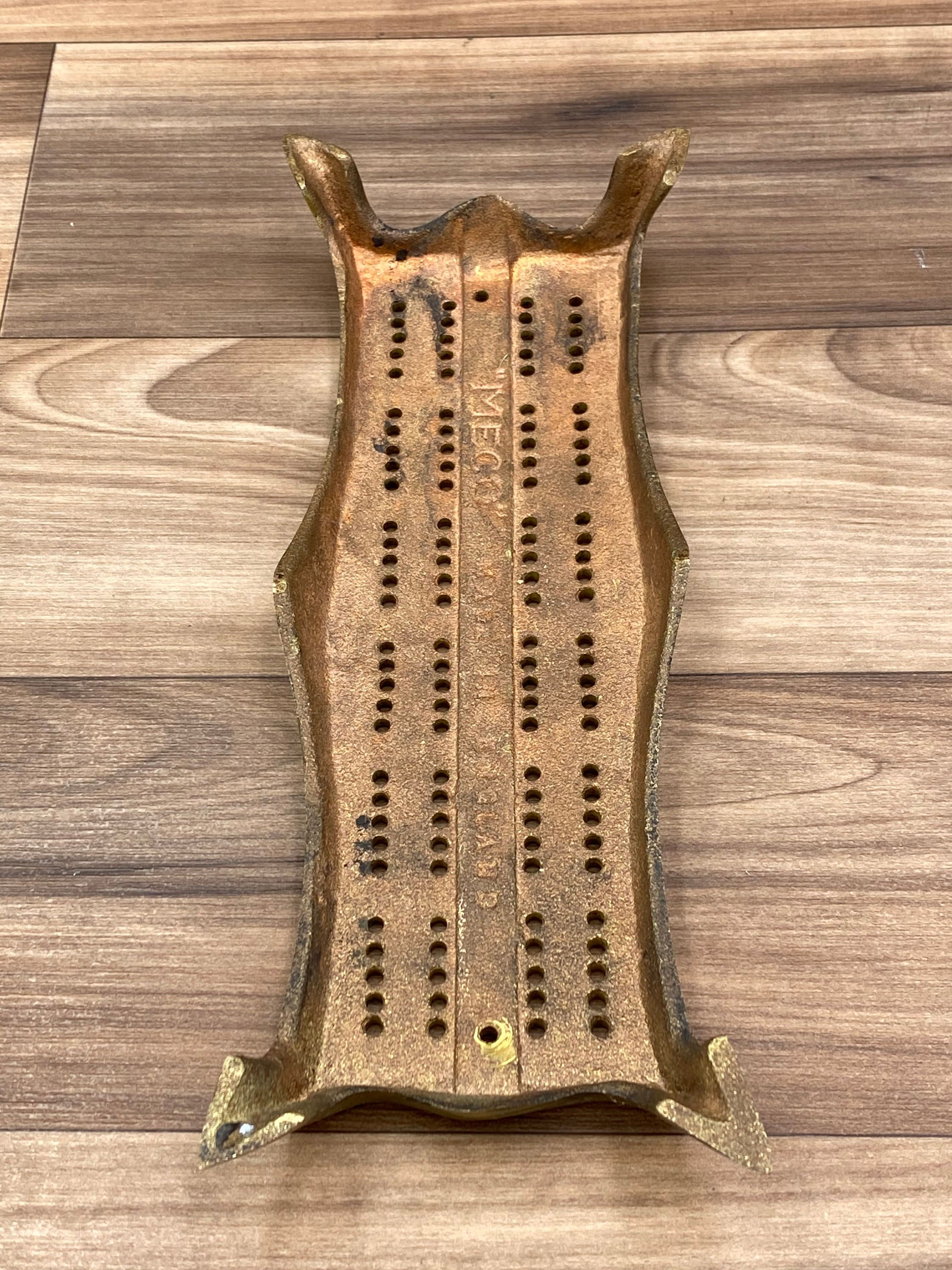 Mid Century Cribbage Board, Solid Brass Asian footed style, signed MECO ...