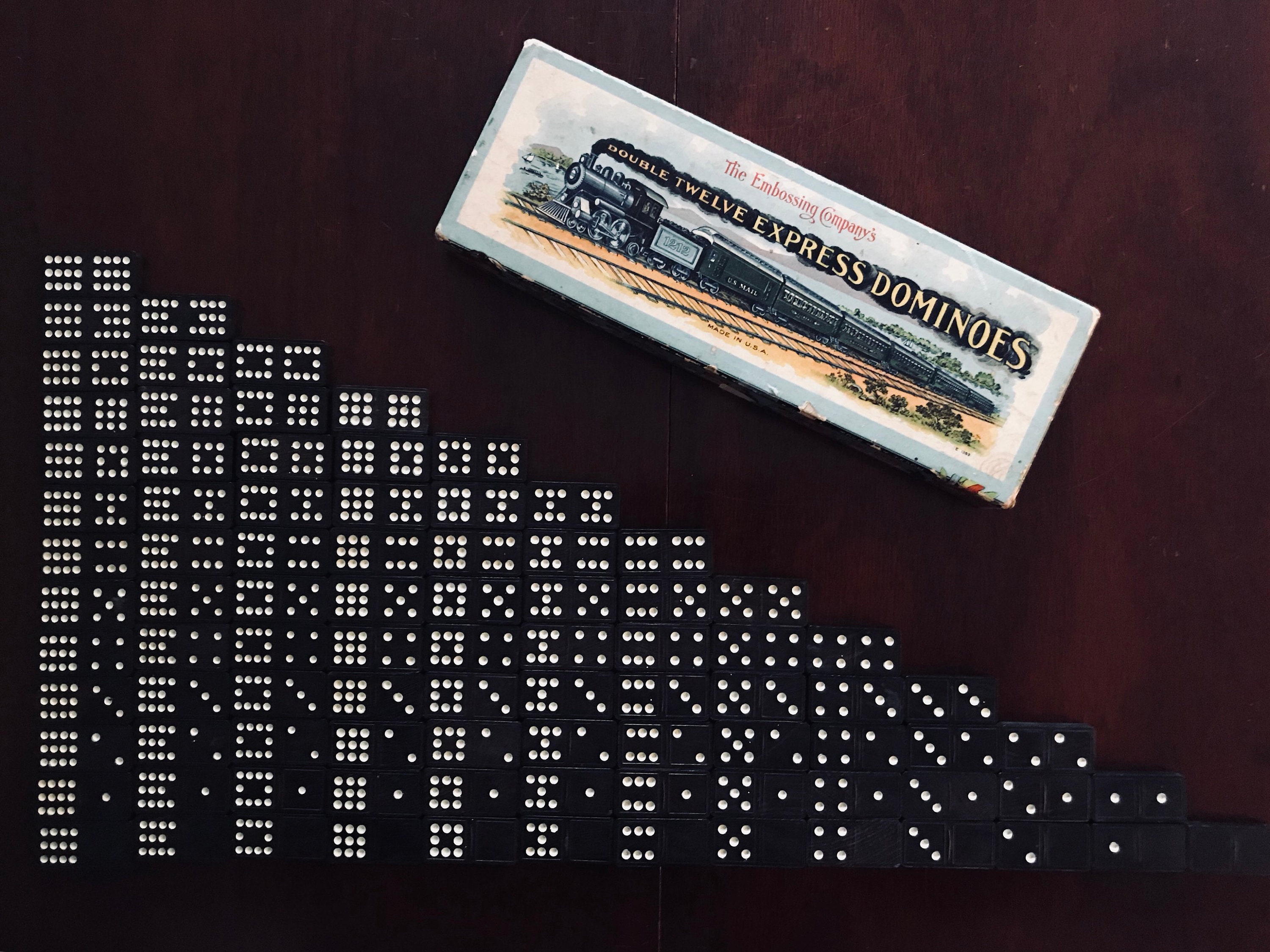 Antique Double twelve Wooden Dominoes The Embossing Co Express Dominoes