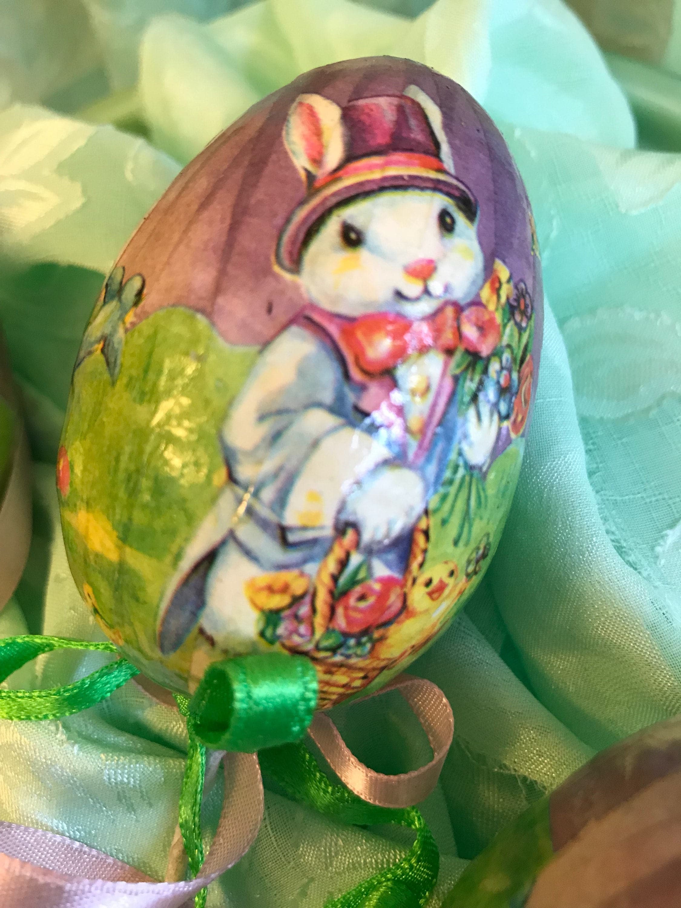 Vintage Easter Egg Ornaments, Paper Mache Egg Picks