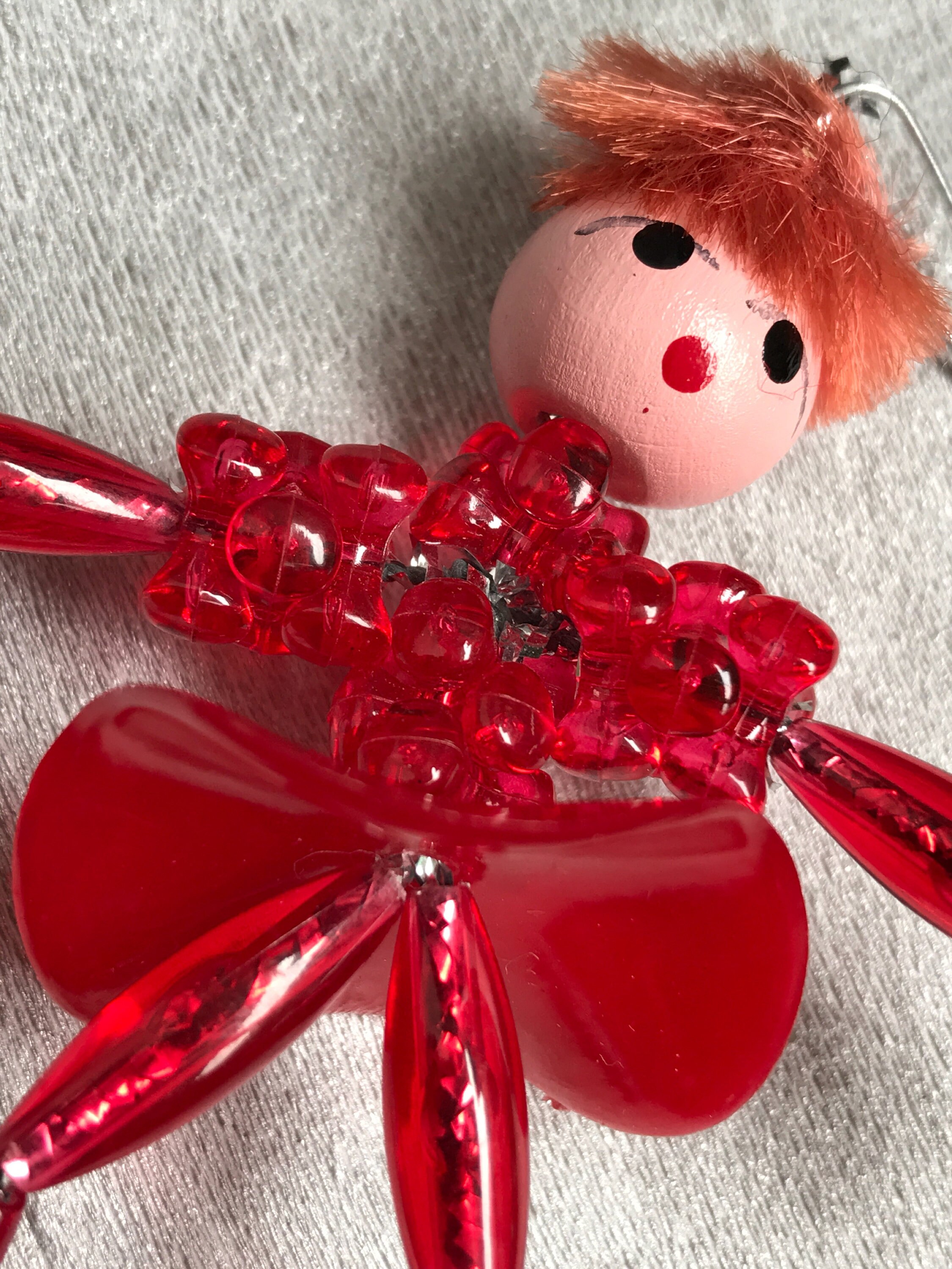 Vintage Ice Skater Beaded Ornament, 1960s Beaded Christmas Ornaments