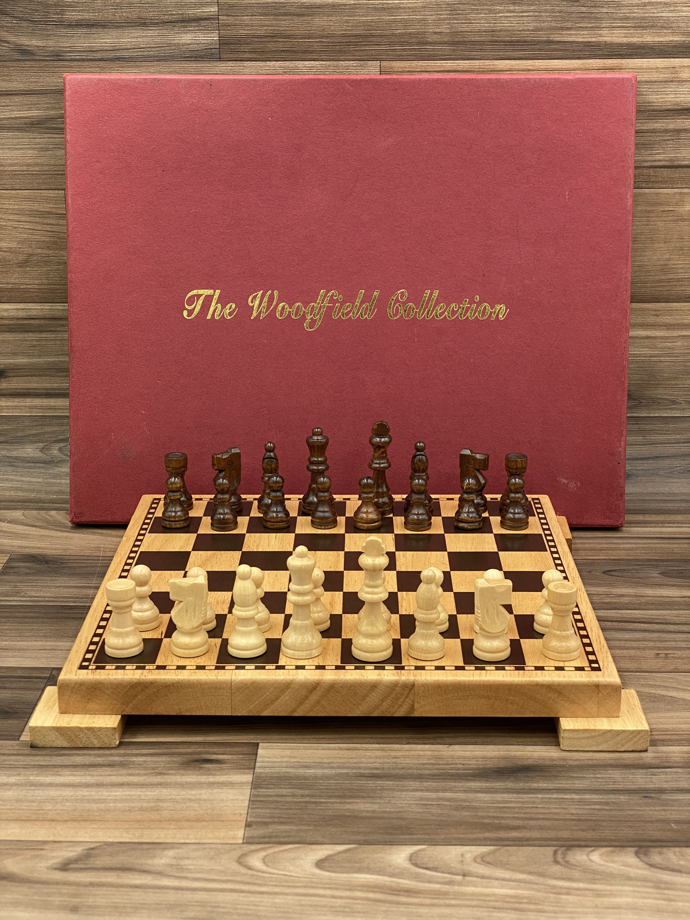 Vintage Wood Chess Set with wood chess board, Game night, Cardinal