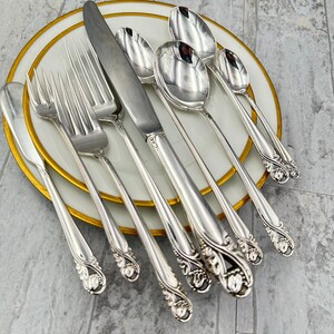 Estate International Sterling Spring Glory Flatware set in Bakelite Silverware chest, Service for 8 with serving pieces, Wedding Gift