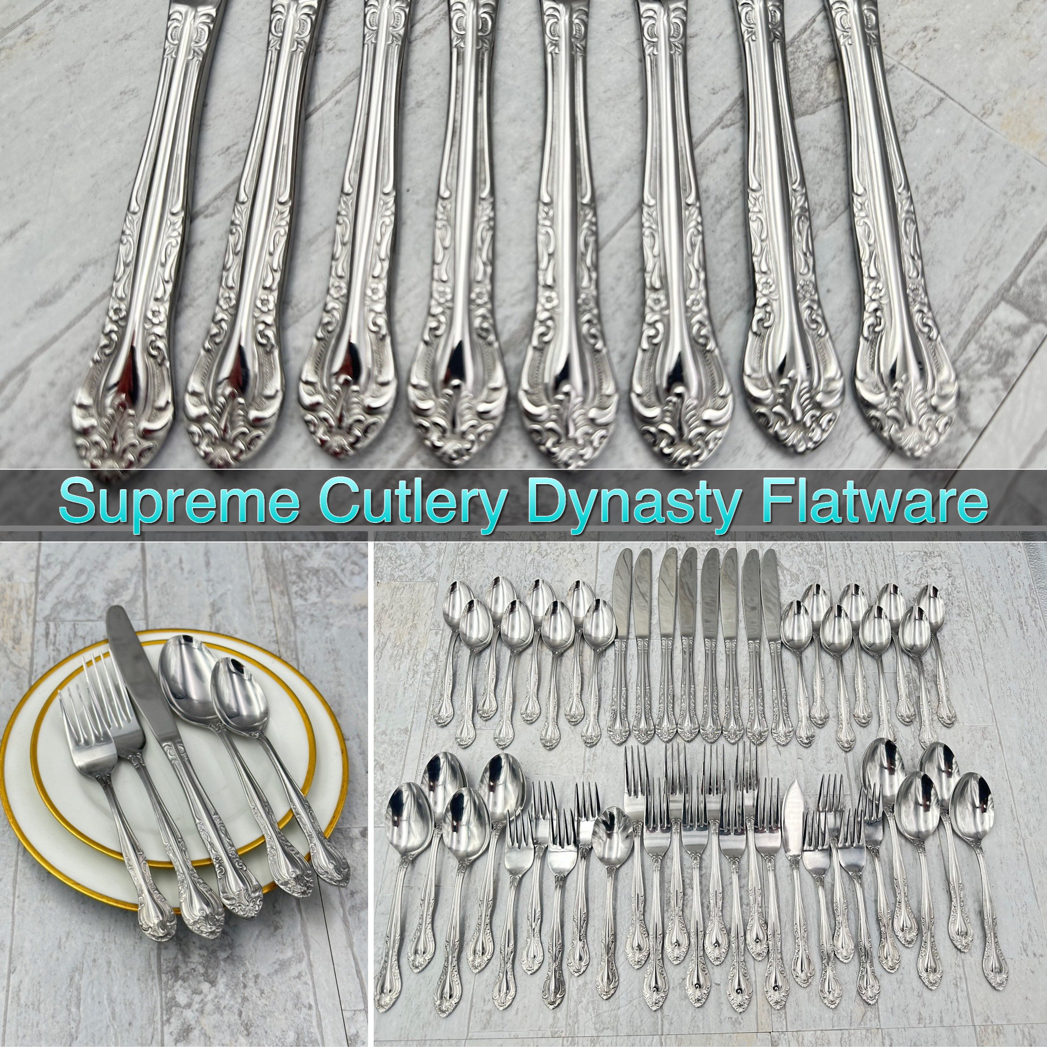 Vintage Flatware Set, MCM Floral Stainless Silverware Set by Towle Supreme  Cutlery