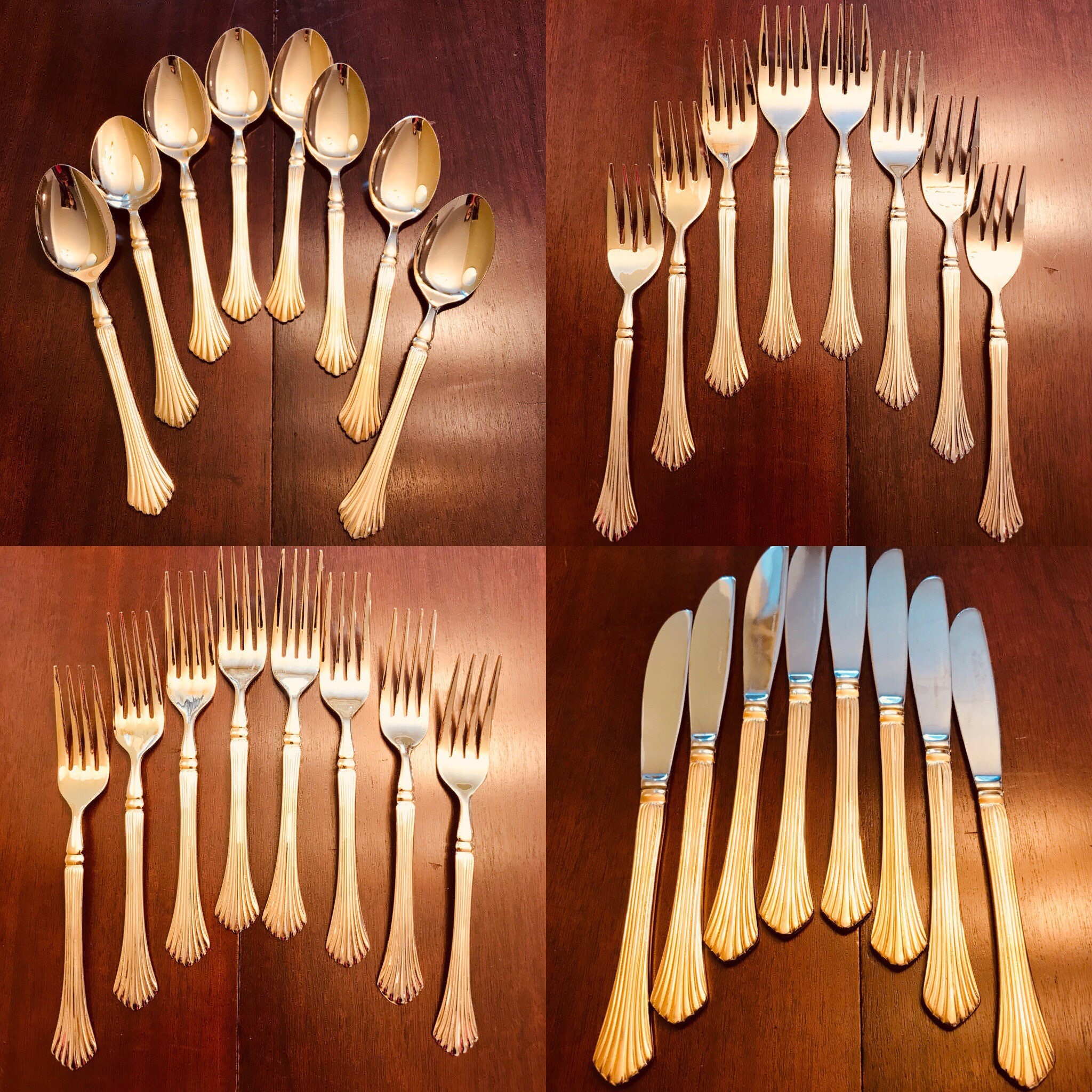 Vintage Gold Flatware, Golden Royal Plume, Gold Electroplate Flatware