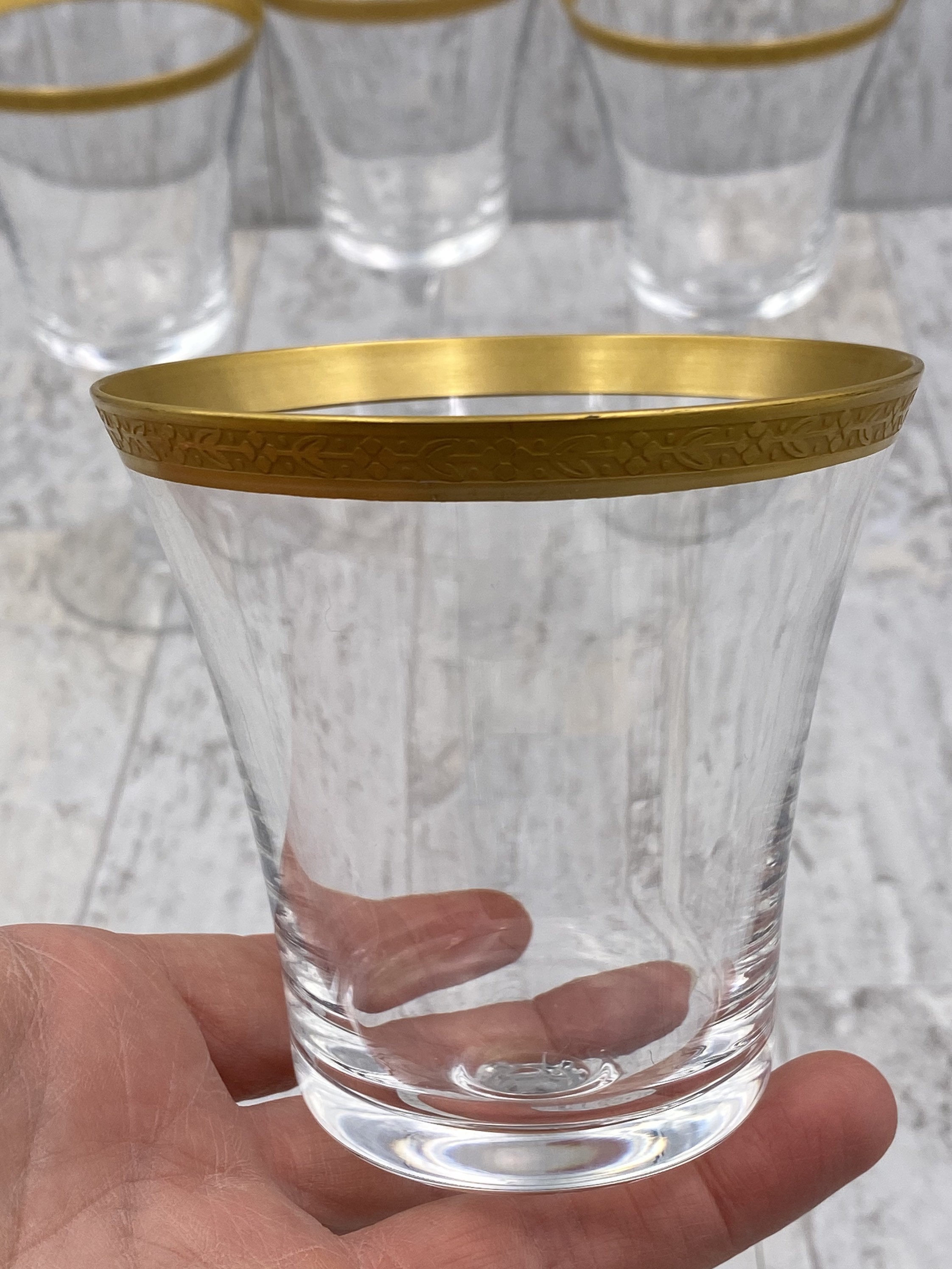 Gold Rim Crystal Goblets, Crystal Water Goblets, Gold encrusted Vintage ...