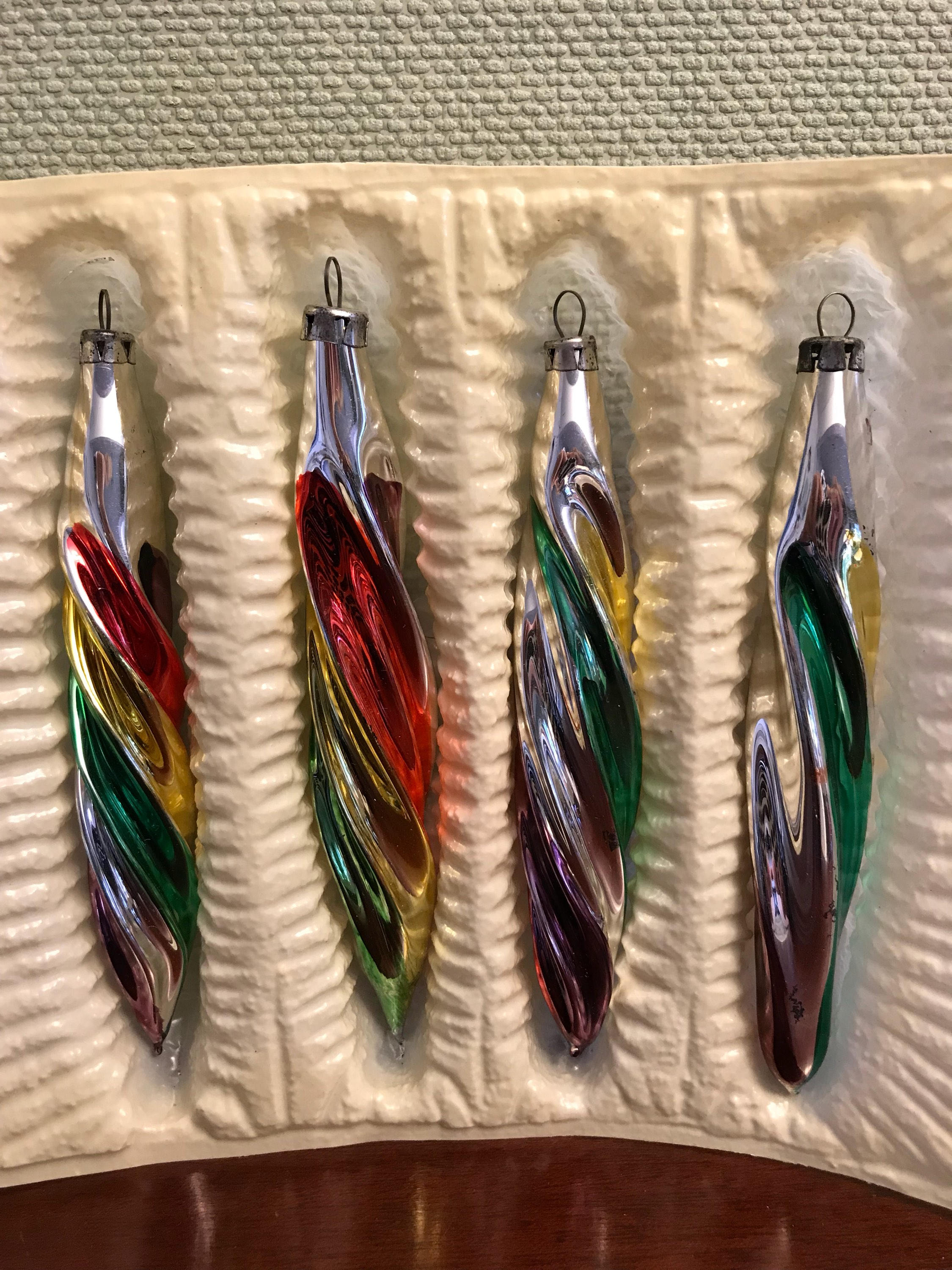 Vintage Glass Tree Ornaments, Hand Decorated Glass ornaments, Christmas