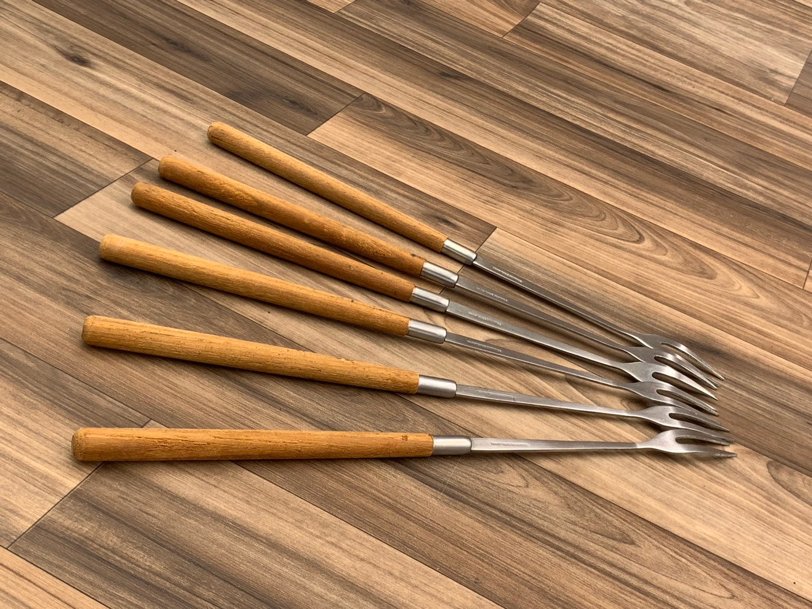 Vintage Fondue Forks Teakwood Danish Modern, Set of 6 fondue forks